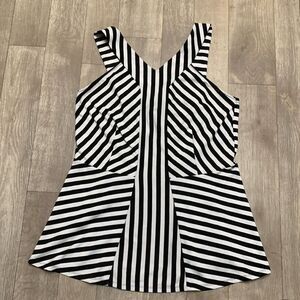 Torrid Black and White Striped Tank Top